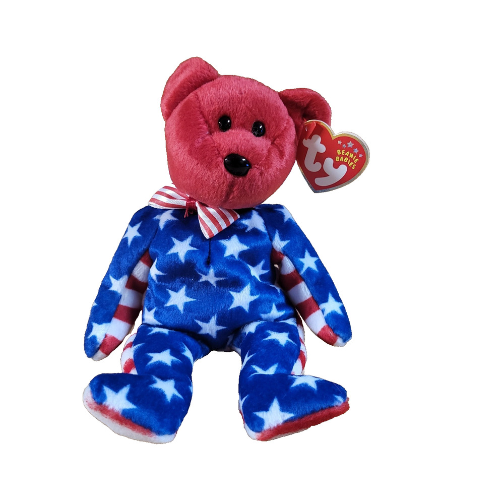TY Beanie Babies Liberty Bear 2002 Patriotic USA Flag Stars Stripes